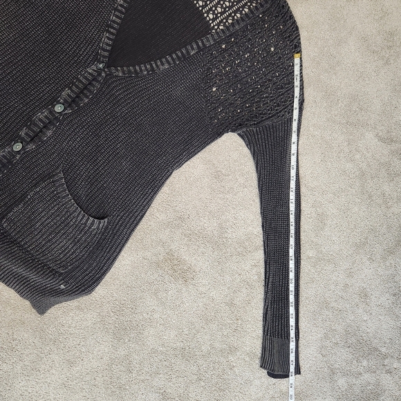 Y2K Charcoal Crochet Knit Cardigan Sweater Whimsigoth Dark Fairy Size M Witchy - Picture 11 of 16